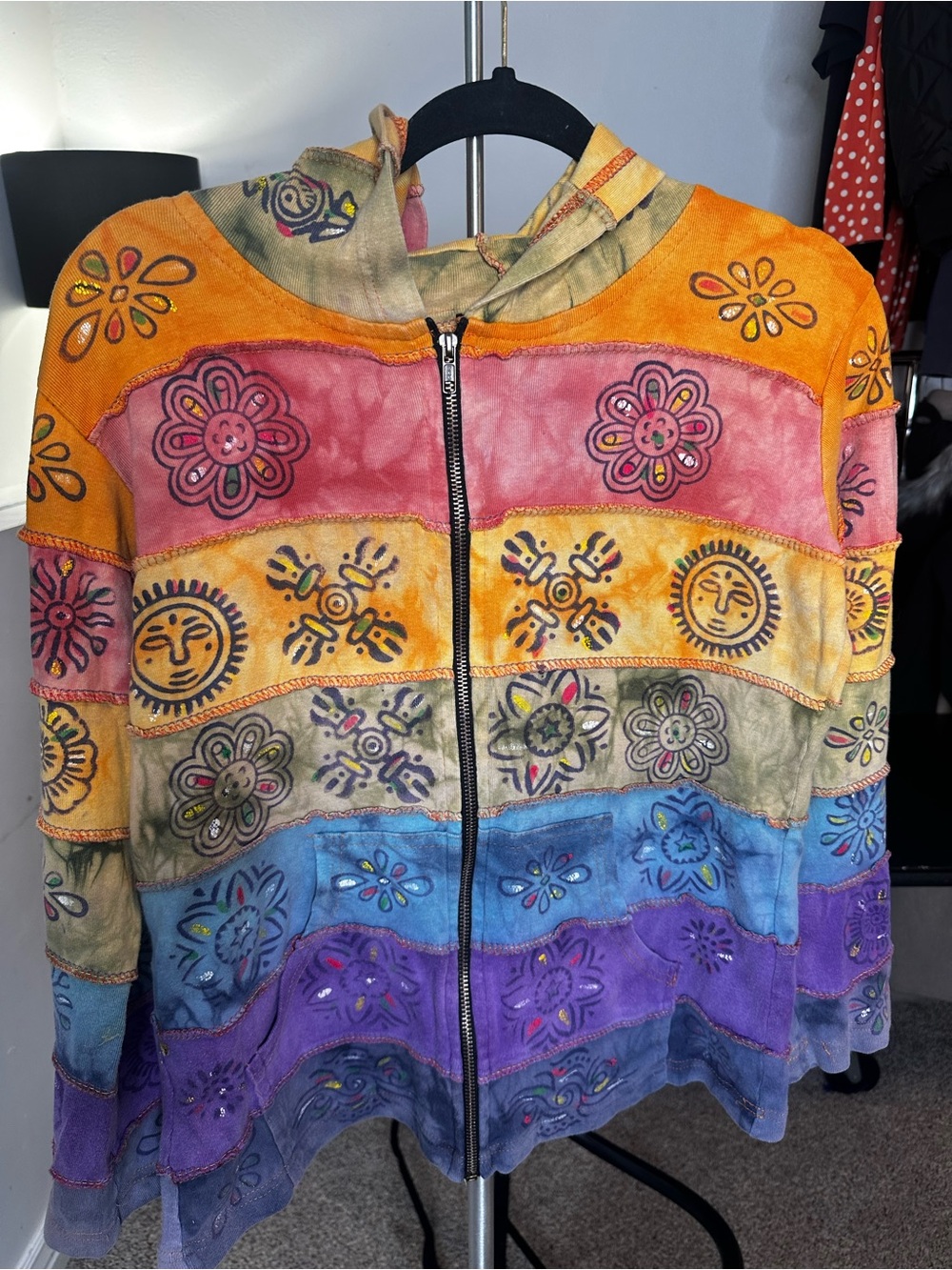 RISING INTERNATIONAL FLAWED Colorful Boho Patchwork Hooded Jacket - Multicolor